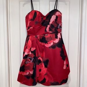 AIDAN MATTOX print strapless mini dress!